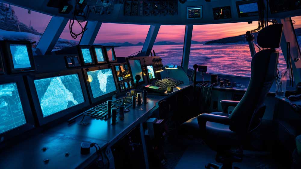 displayman's marine waterproof touchscreen displays mounted on the bridge