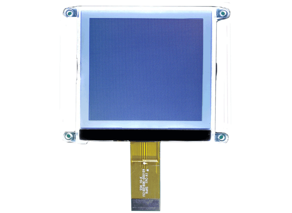 160 by 160 dot matrix fstn positive display grey background and blue letters cog lcd module.png