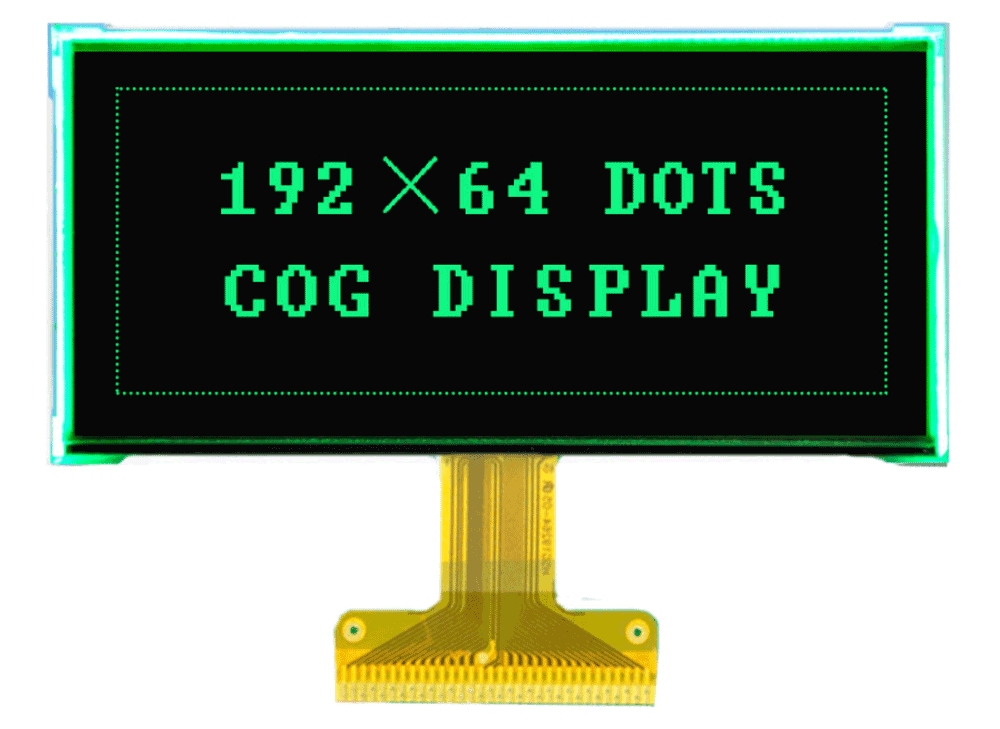 192 by 64 dot matrix fstn negative display black background and white letters cog lcd module.png