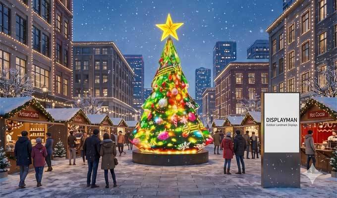 a christmas tree shaped led display outerdoors
