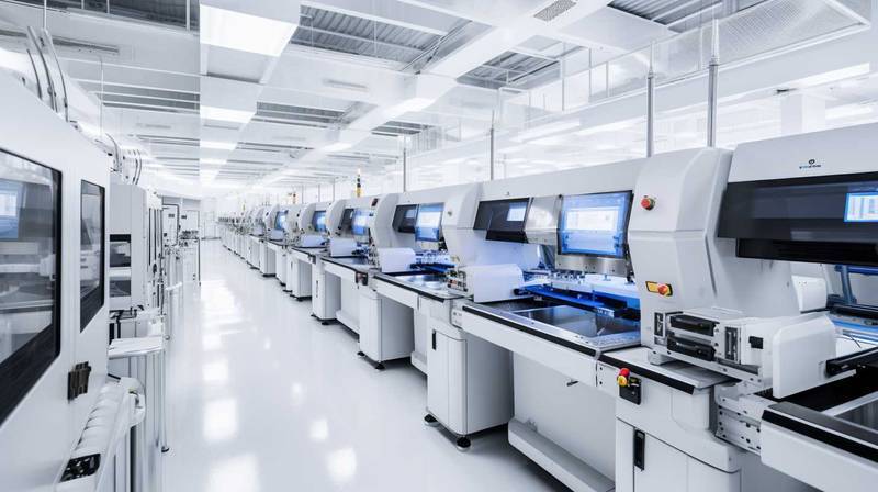 a lcd manufacturing with an aisle