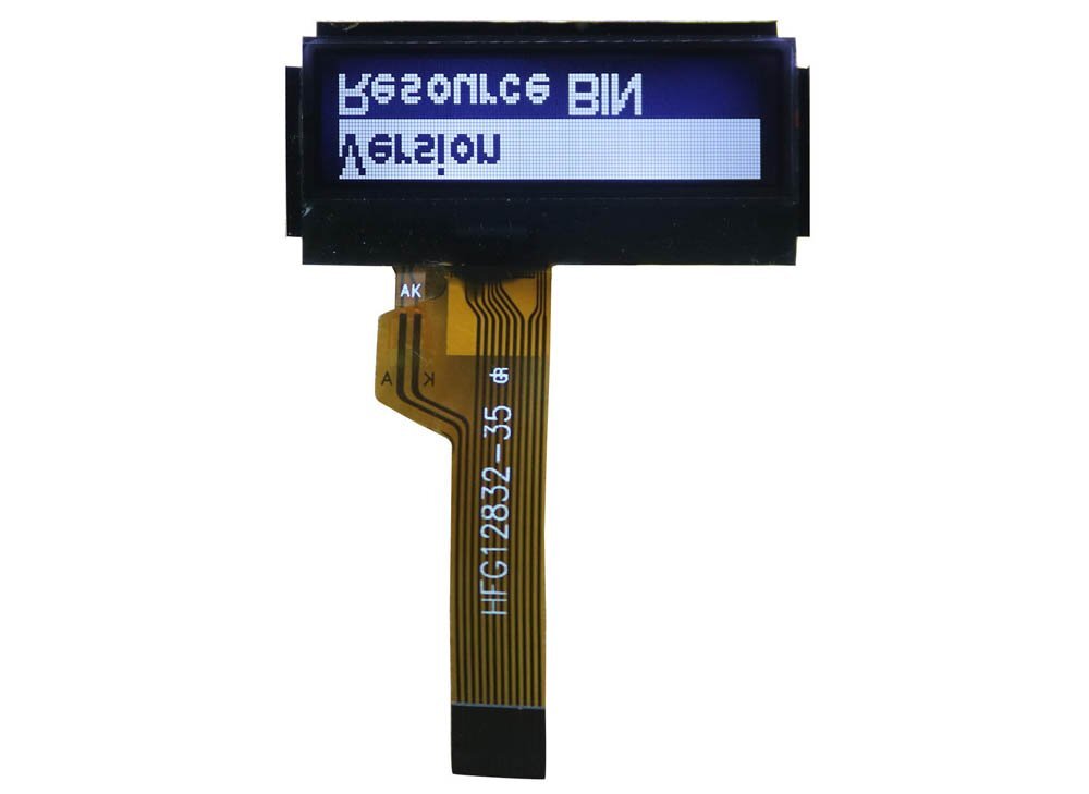 128 by 32 dot matrix fstn negative display blue background and white letters cog lcd module.jpg