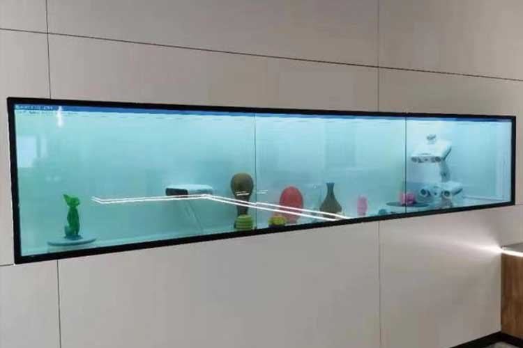 3 panel transparent lcd video wall displa