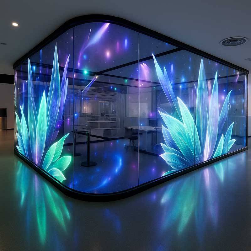 dynamic interior showcase transparent led film screen