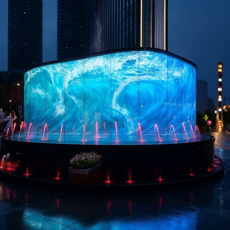 immersive 3d water effect transparent led film screen
