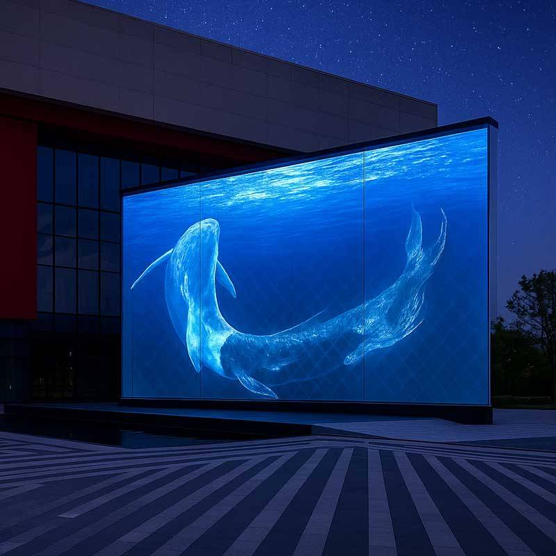outdoor visual impact transparent led film screen