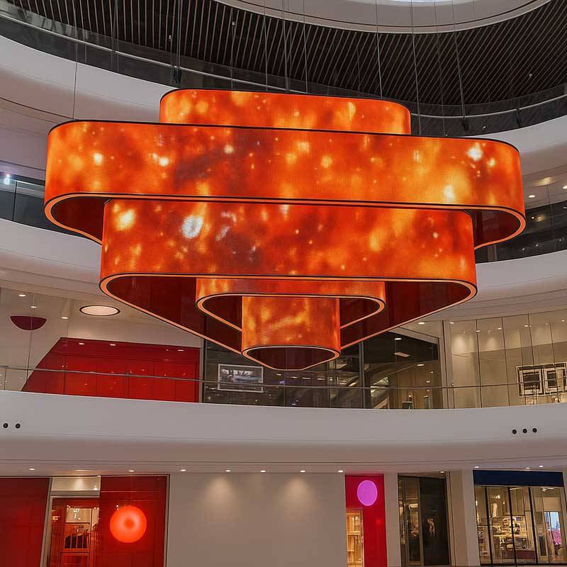 floating transparent led sculpture in modern mall