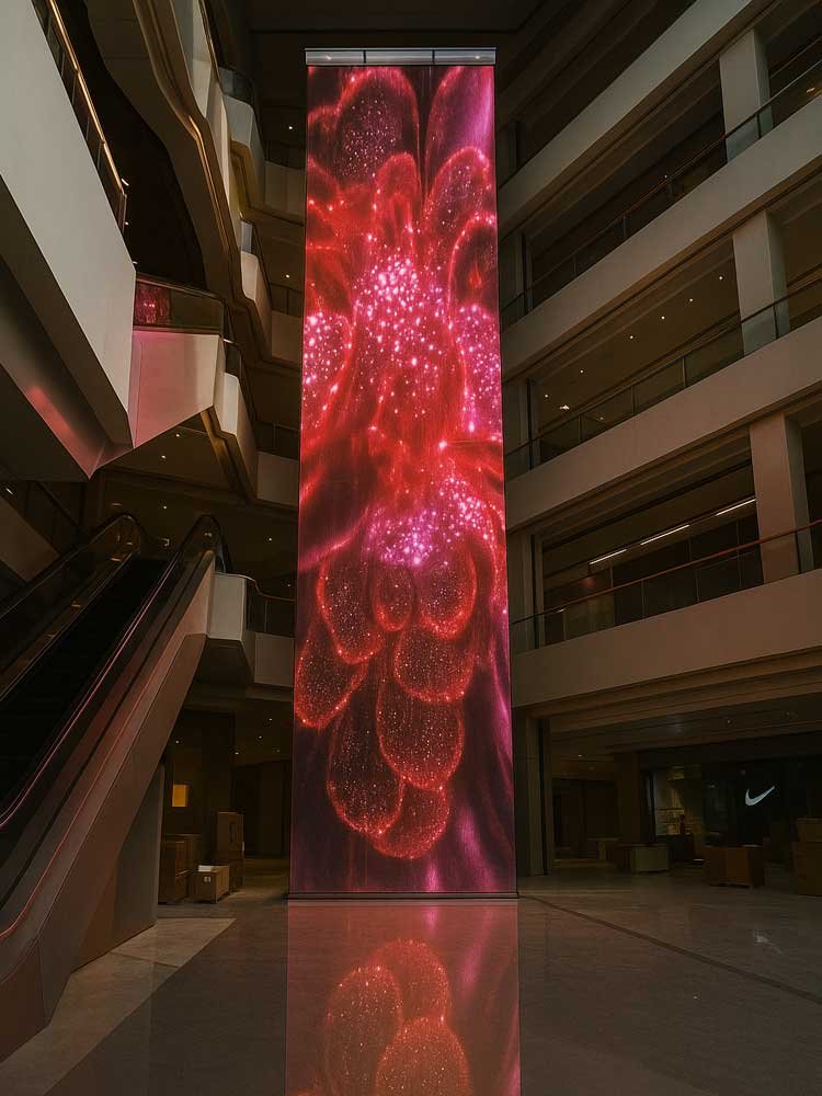 immersive indoor transparent led screen display in modern mall