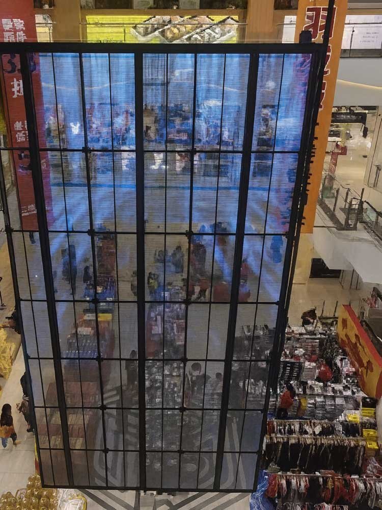 stunning indoor transparent led screen in shopping mall