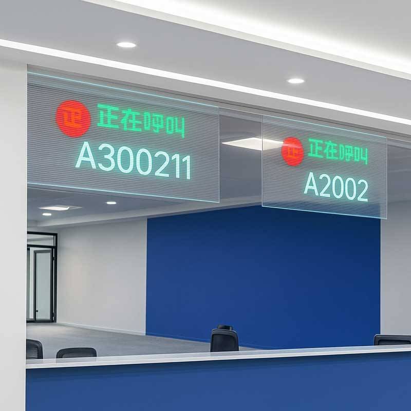 transparent led glass screen for smart queuing systems
