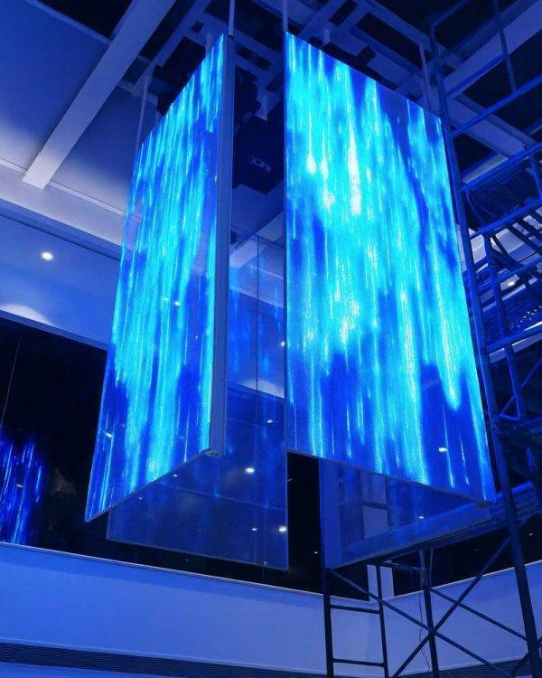 indoor waterfall illusion transparent led film screen