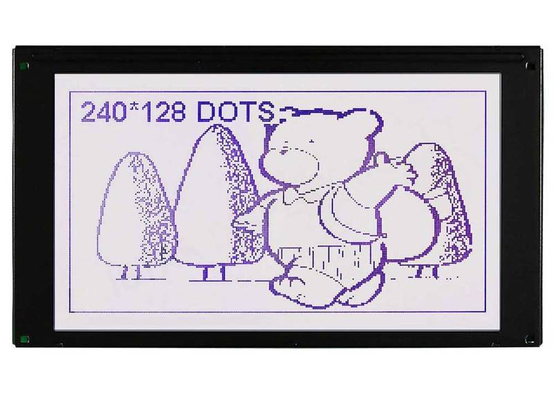 240 by 128 dot matrix fstn positive display grey background and dark purple letters lcd.jpg