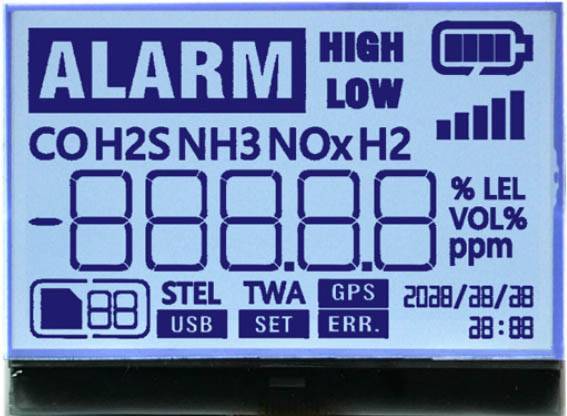 fstn segment grey background and blue letters positive display lcd panel for range finder.jpg