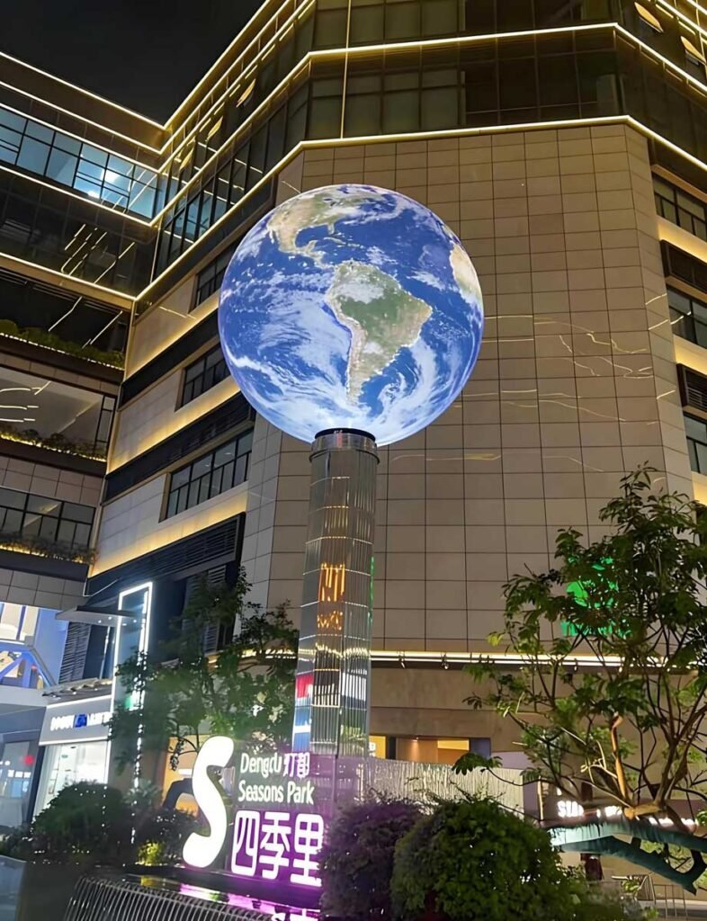 outdoor sphere led display urban landmark seasons park
