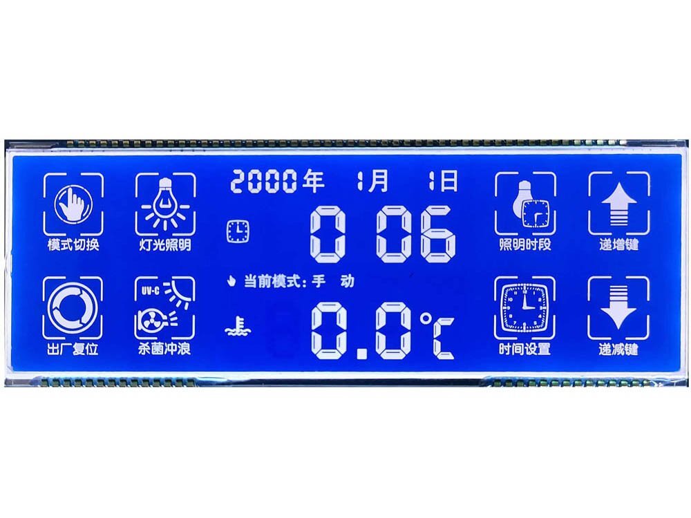 HTN Segment Negative Display Blue Background and White Letters LCD Panel for Illumination Equipment.jpg