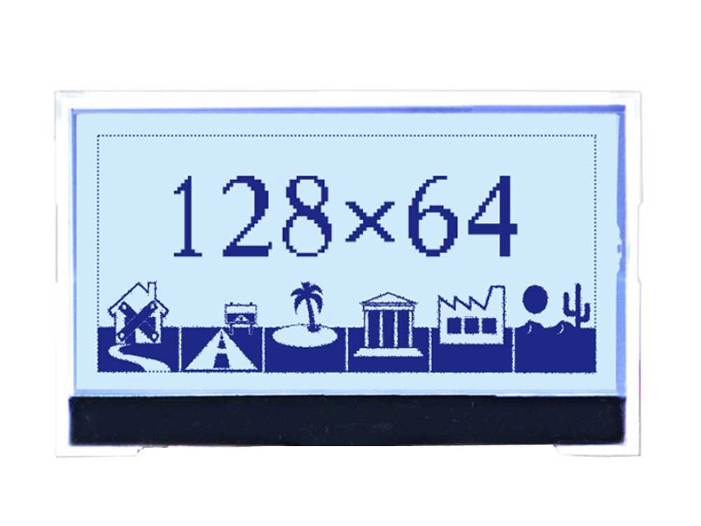 128 by 64 dot matrix fstn positive display grey background and blue letters lcd.jpg