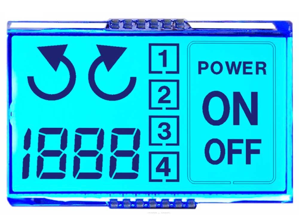 tn segment positive transmissive display grey background and black letters lcd panel with blue backlight.jpg