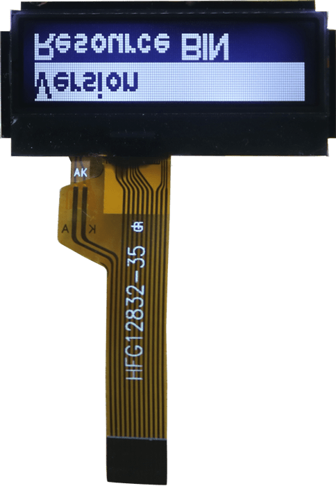 128 by 32 dot matrix fstn negative display blue background and white letters cog lcd module.png