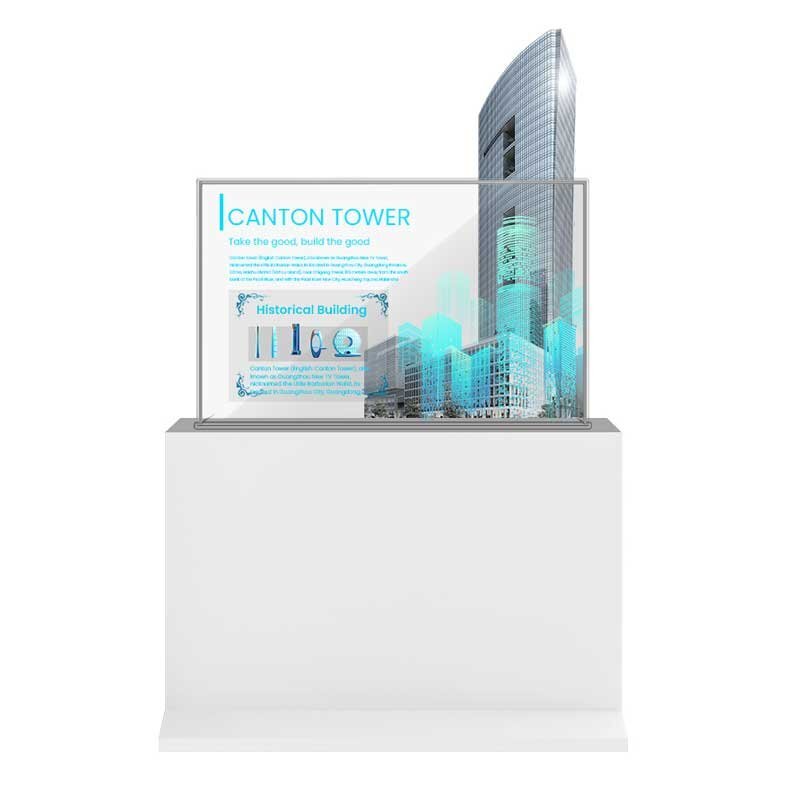 55 inch transparent oled display–automated lift signage