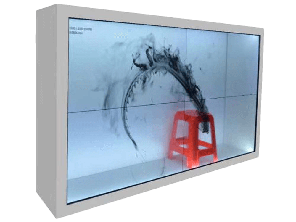 2×2 splicing transparent lcd video wall – seamless see through display for retail & exhibitions