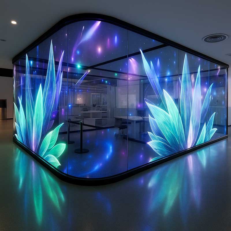 dynamic interior showcase transparent led film screen