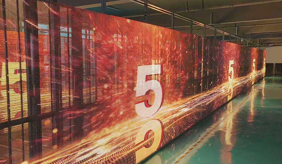 factory test – outdoor transparent led mesh screen