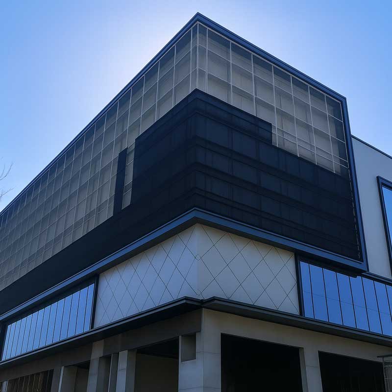 outdoor transparent led mesh screen modern building integration