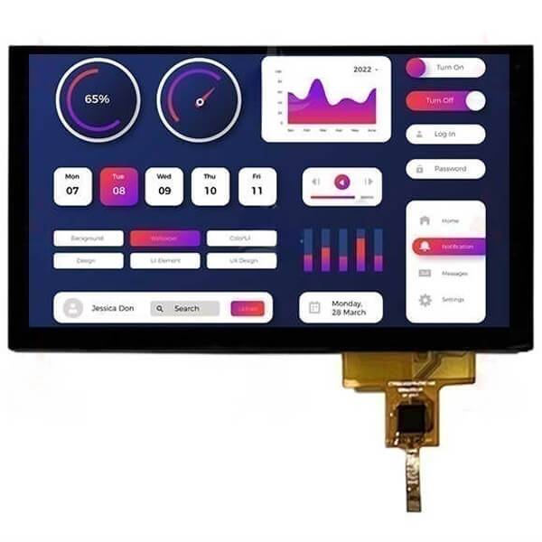 6.2 inch 1024x600 landscape orientation ips lvds high brightness high contrast full viewing angle tft lcd capacitive touch panel