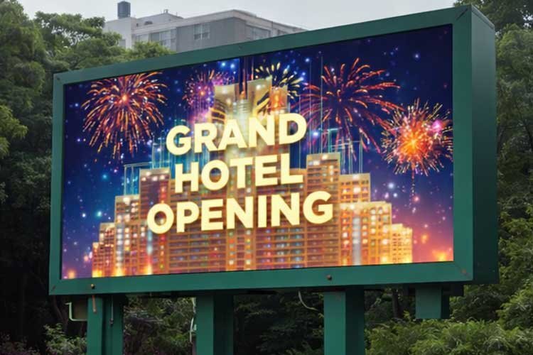 vibrant outdoor led display for grand hotel opening – event advertisement