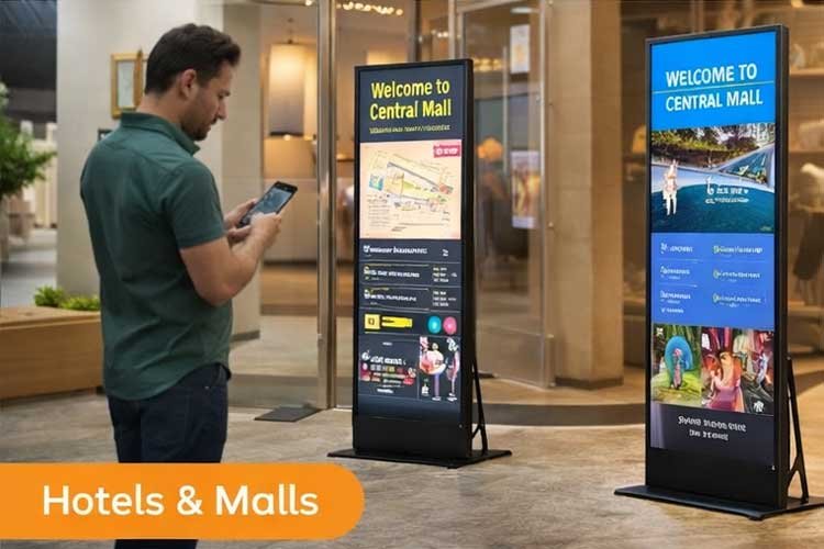 led display advertising machines in hotels & malls