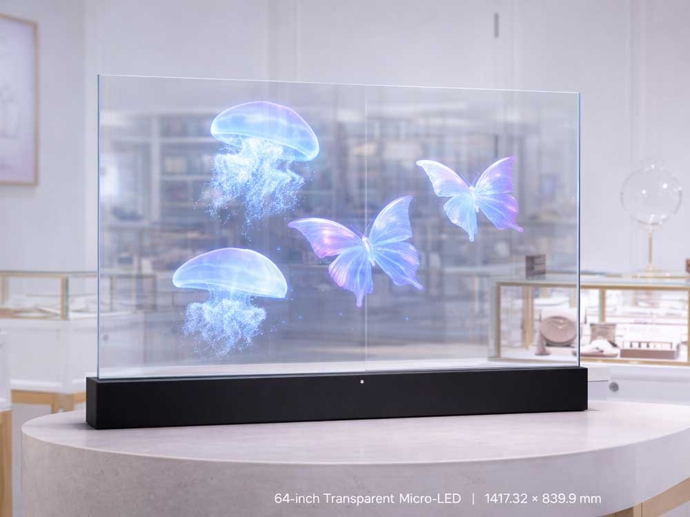 64 inch microled transparent display
