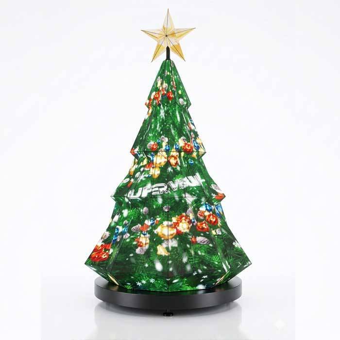 a christmas tree shaped led display