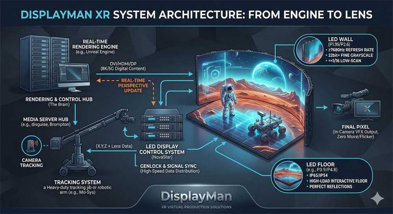 xr led virtual production system architecture 8k5g engine to lens integrated solution