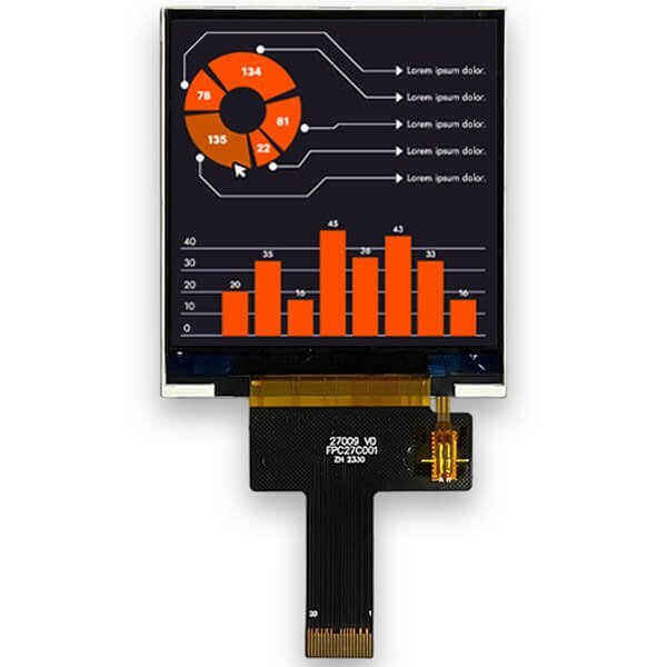 2.7 inch 320x320 mipi interface wide temp square tft