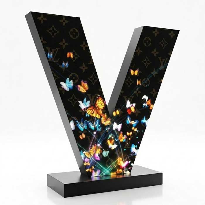 letter v led display