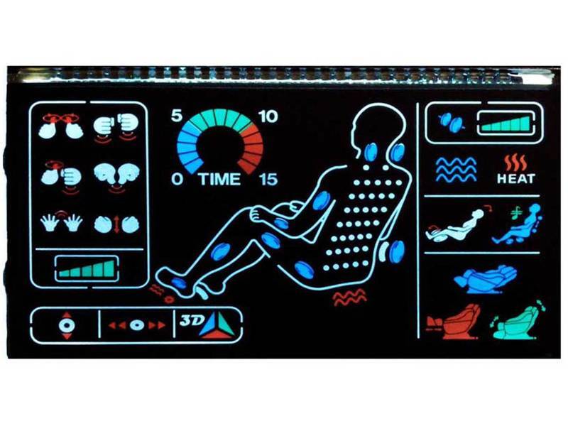 va segment negative display multi color silk printing black background and white letters lcd panel for hi fi equipment for massage chair.jpg