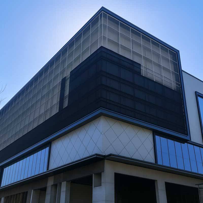 outdoor transparent led mesh screen modern building integration