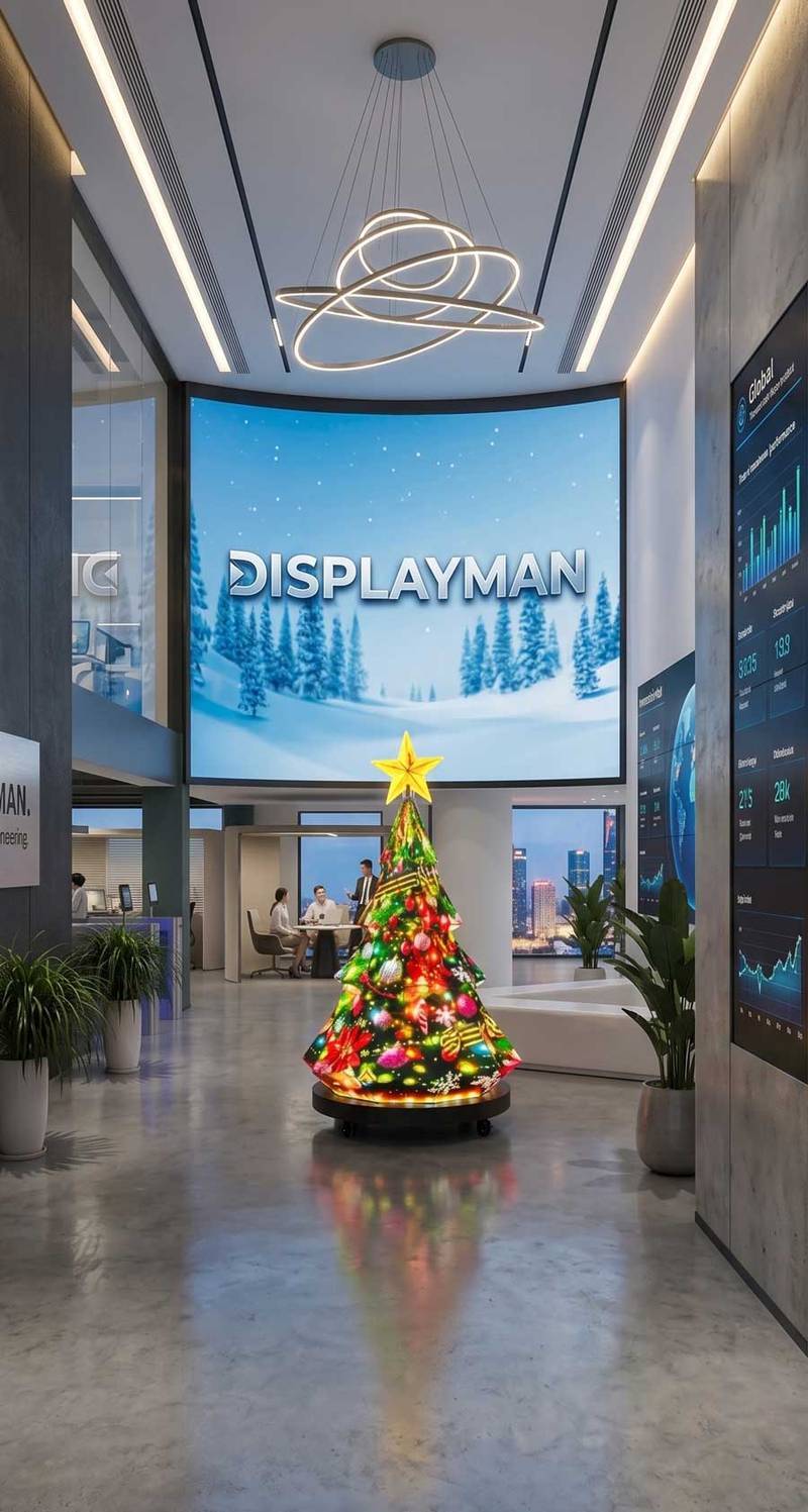 a christmas tree shaped led display displayman office