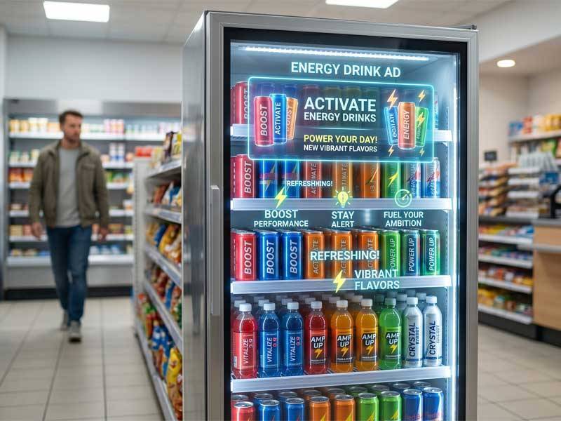 transparent lcd beverage cooler convenience store pos