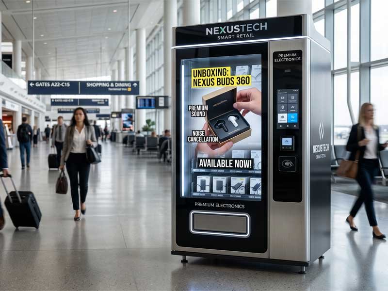 Airport Smart Vending Kiosk with Interactive Transparent Display