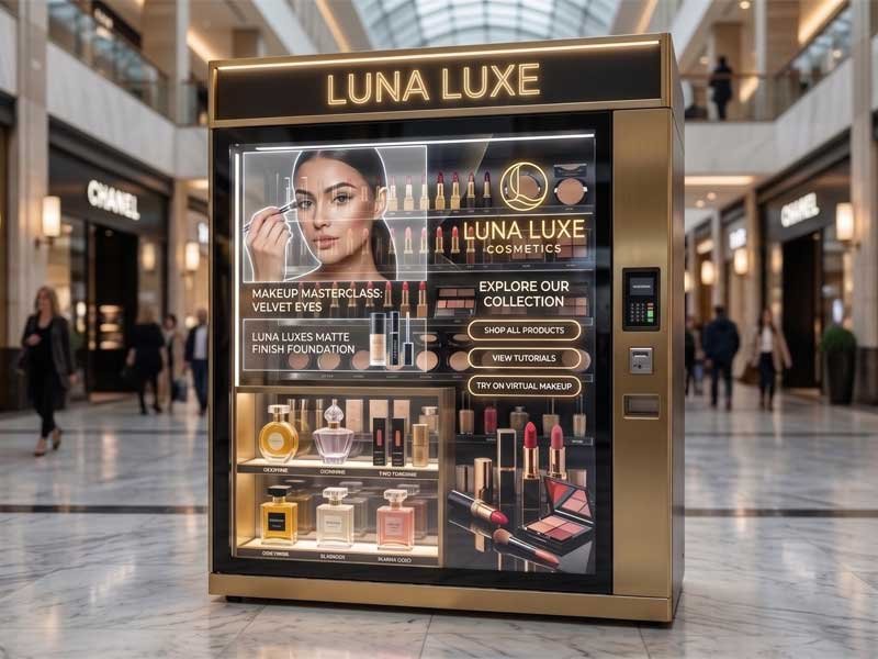 Luxury Cosmetic Automated Boutique with Transparent LCD Touch Screen