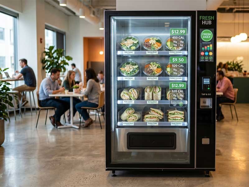 Corporate Office Fresh Food Vending Machine with Transparent Screen