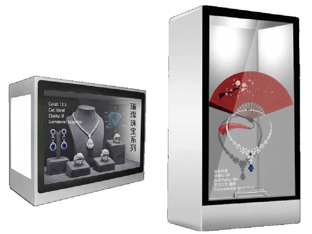 transparent lcd display cabinet luxury jewelry