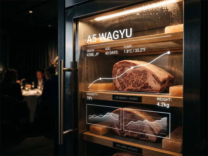 transparent lcd refrigerator dry aging meat cabinet