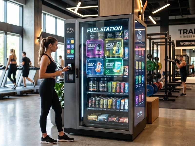 Transparent LCD Vending Machine for Fitness Centers and Sports Nutrition