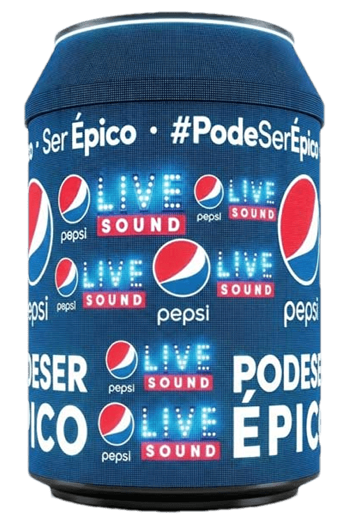 Can-shaped LED display with Pepsi branding